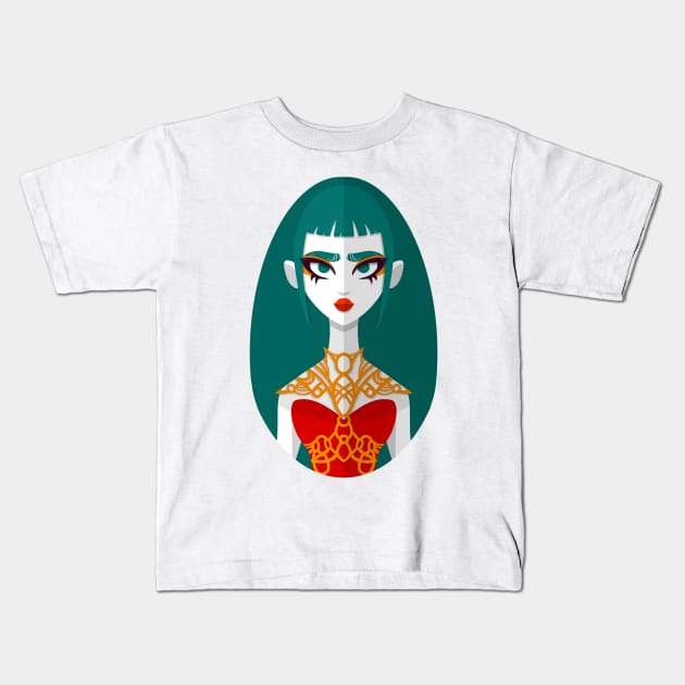 Woman in Red Kids T-Shirt by Twkirky